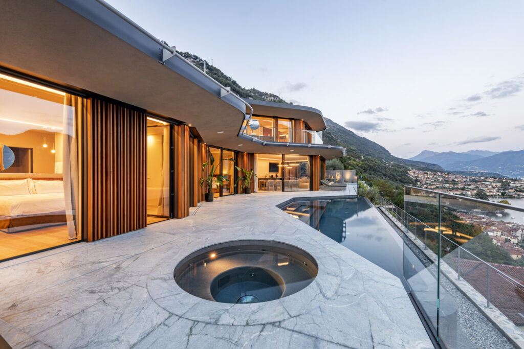 Villa Osee terrace and infinity pool overlooking Lake Como